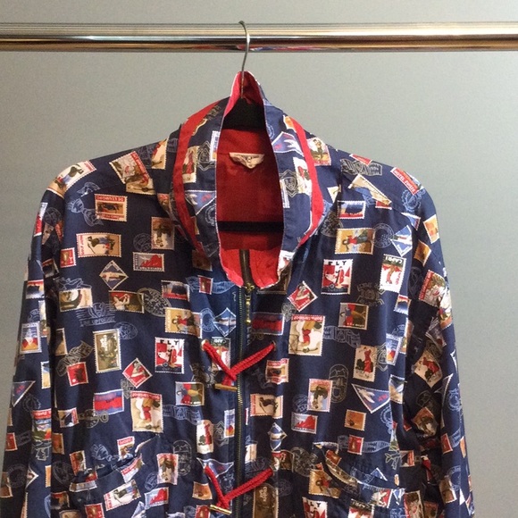 L Line-Up navy international travel stamp with golfers pattern jacket - Picture 5 of 16